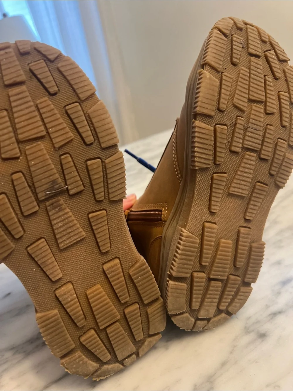 Nordstrom Kids Brown Ankle Boots with Blue Laces